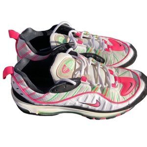 Nike Womens Air Max 98 Tennis Shoes 10 White Illusion Green Hyper Pink Gorpcore